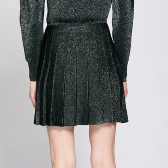 Cushnie $1,195 Metallic Pleated Blouson Knit Dress - Picture 4 of 7
